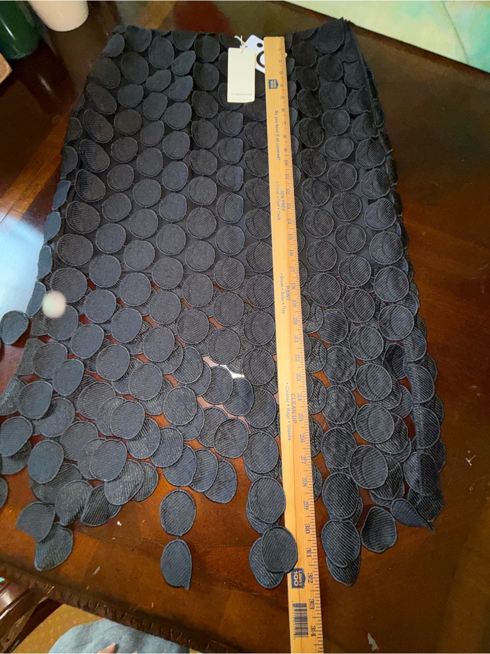 Commense NEW Skirt Laser Cut Circle Double Layered Black Jacquard High Waist L - Picture 7 of 7